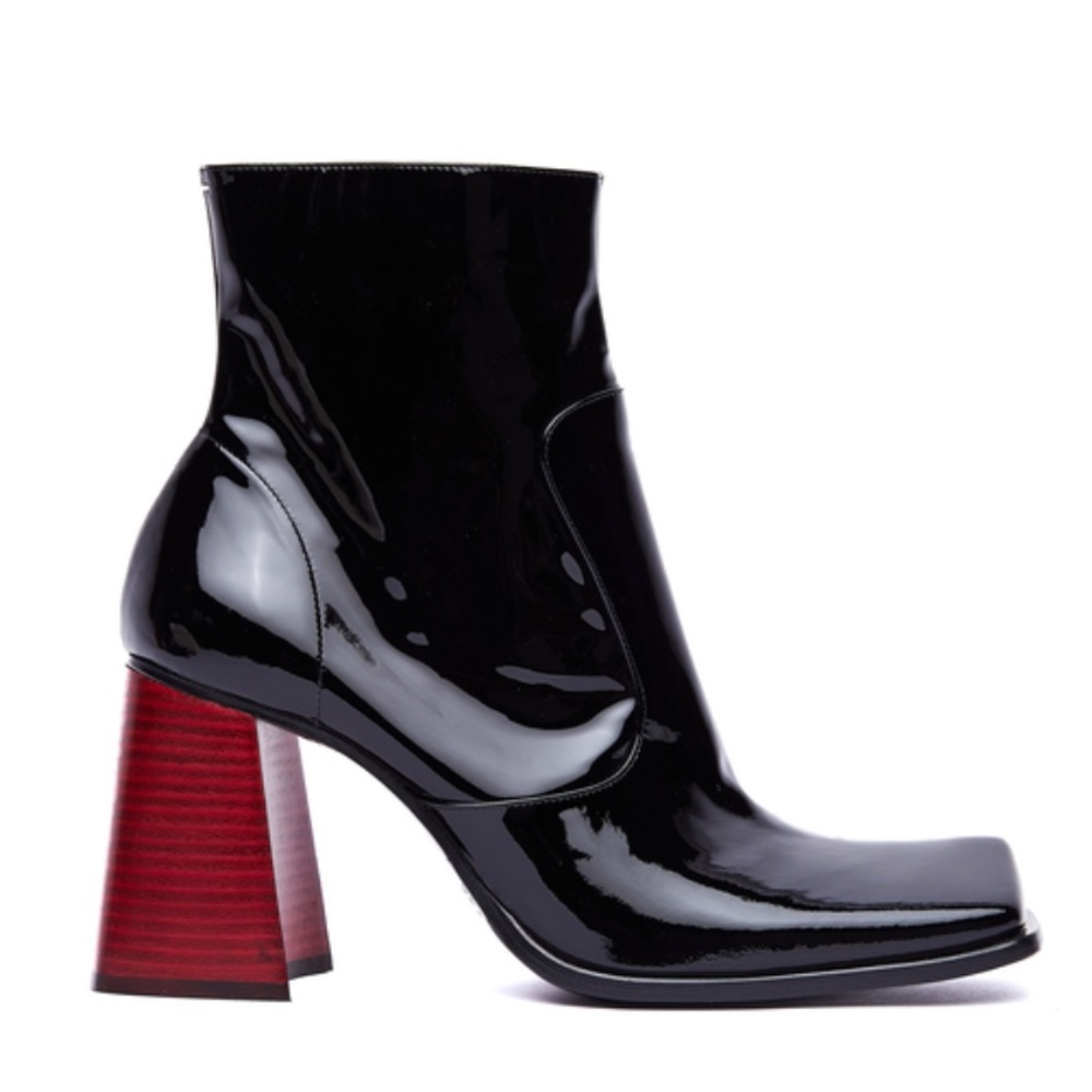 Maison Martin Margiela Red Heel Patent Leather Ankle Boots